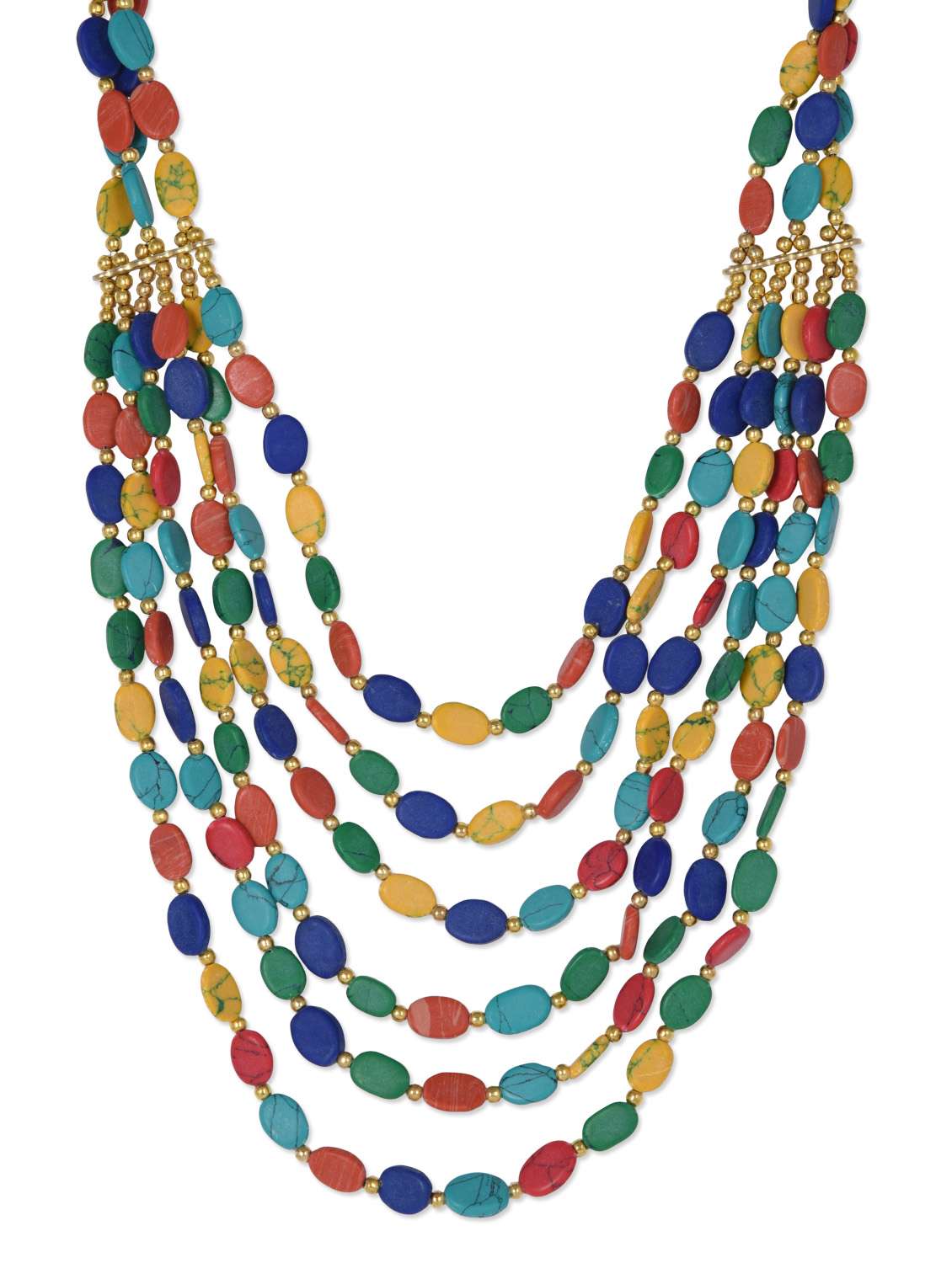 Multicolour beaded multilayered neckpiece