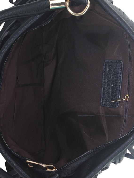 black leatherette fringes handbag - 11131163 - Standard Image - 2