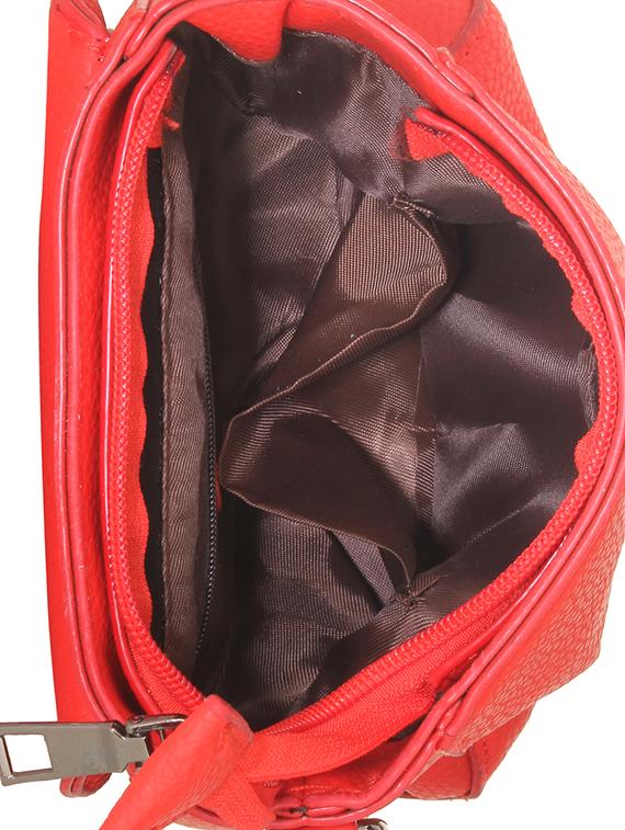 red leatherette textured sling bag - 11131439 - Standard Image - 2