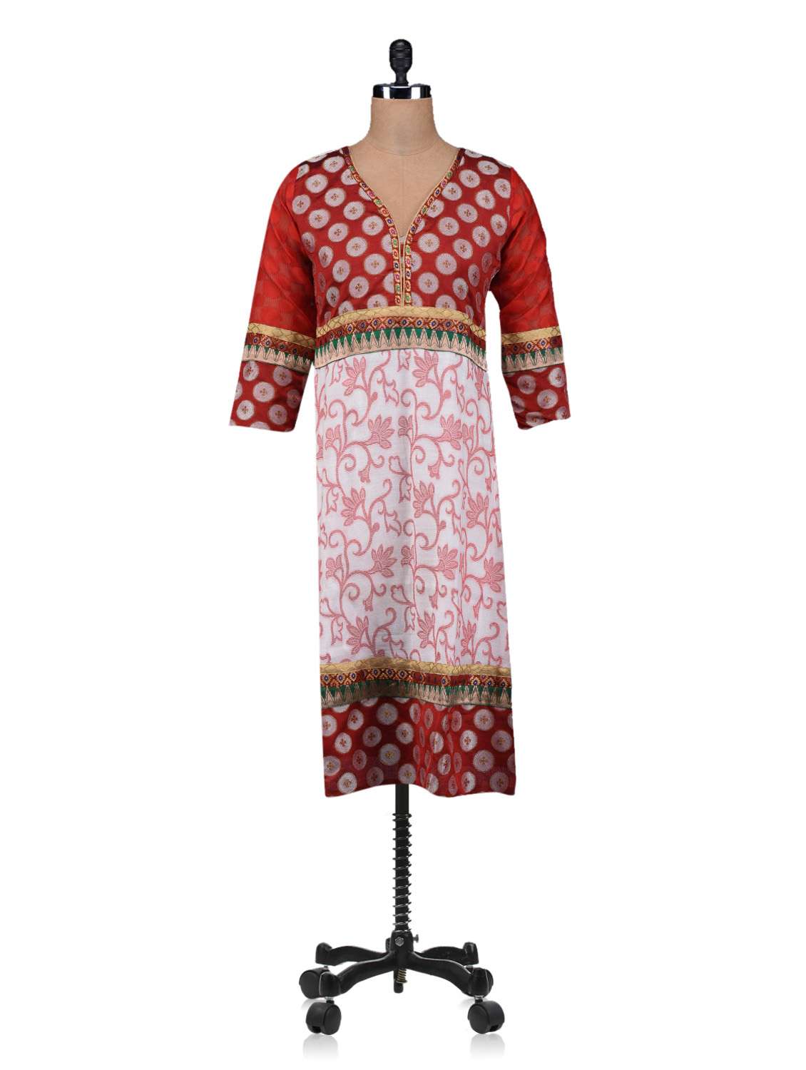 white cotton blend a-line kurta