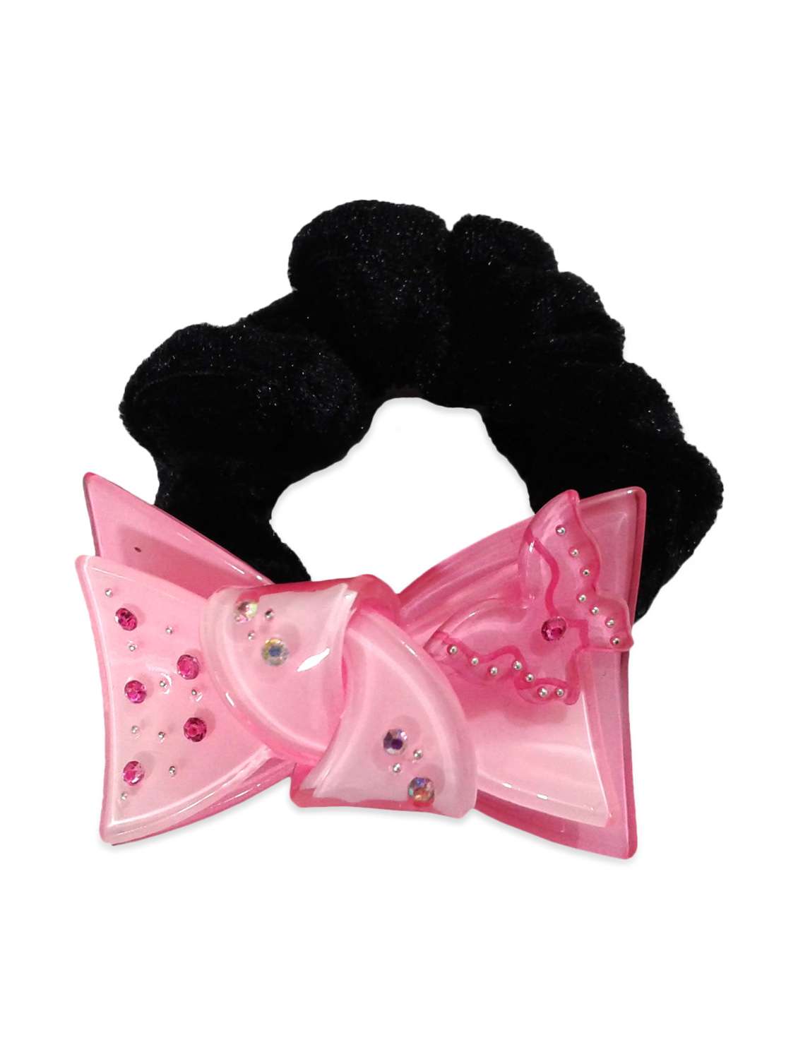 fashionable pink colour bow style ponytail rubber band (elastic)