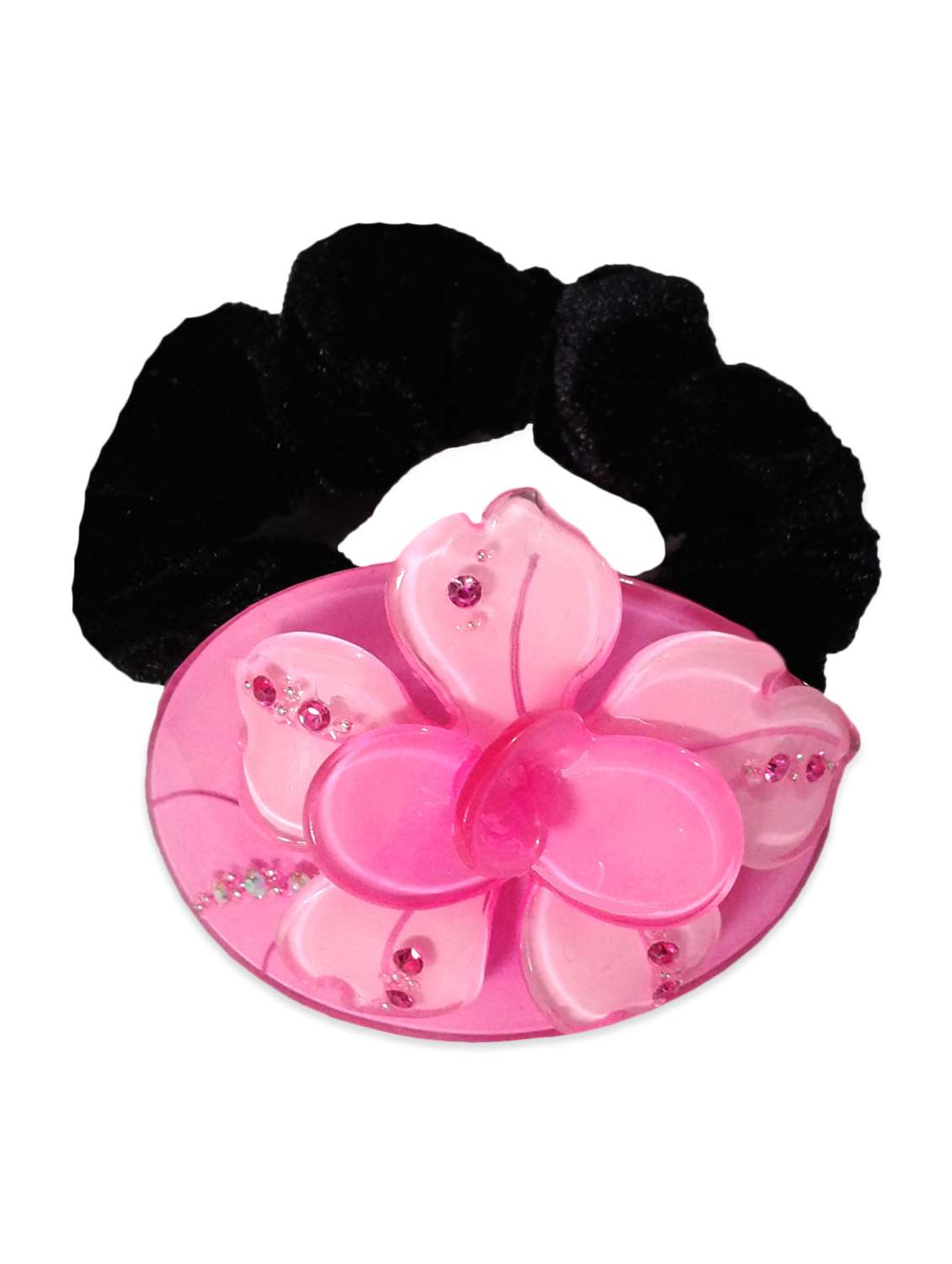fashionable pink colour floral style ponytail rubber band (elastic)