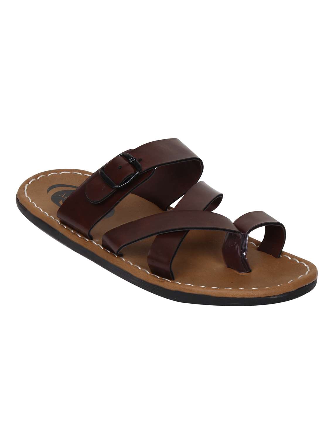 brown leatherette sandals