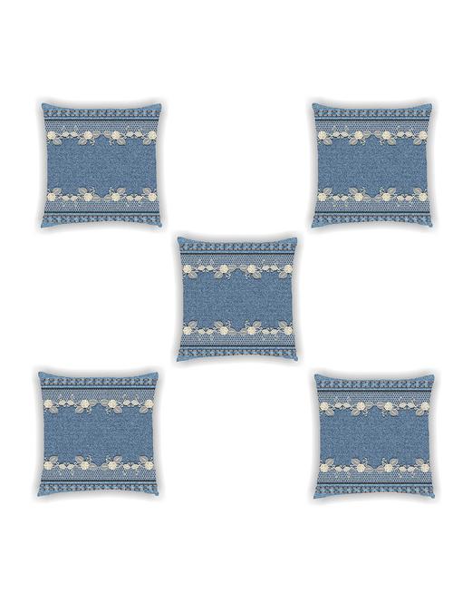stone blue satin laced cushion cover (set of 5) - 11155255 - Standard Image - 0