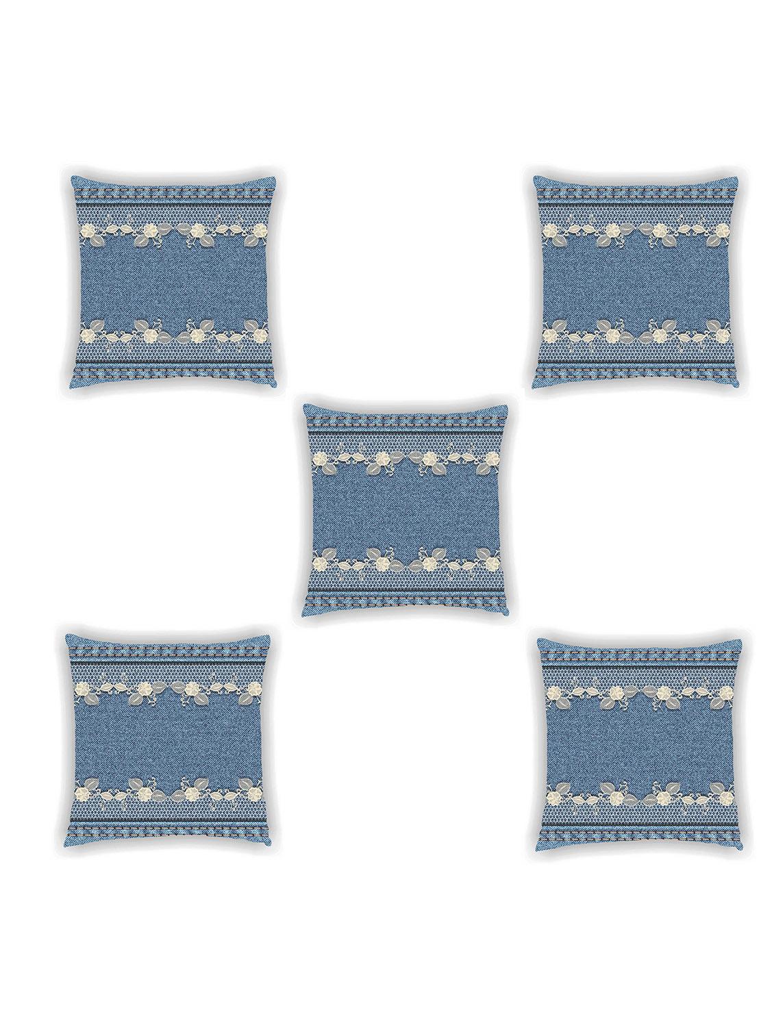 stone blue satin laced cushion cover (set of 5) - 11155255 - Zoom Image - 0