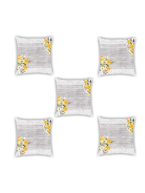 grey satin floral print cushion cover (set of 5) - 11155258 -  Standard Image - 0