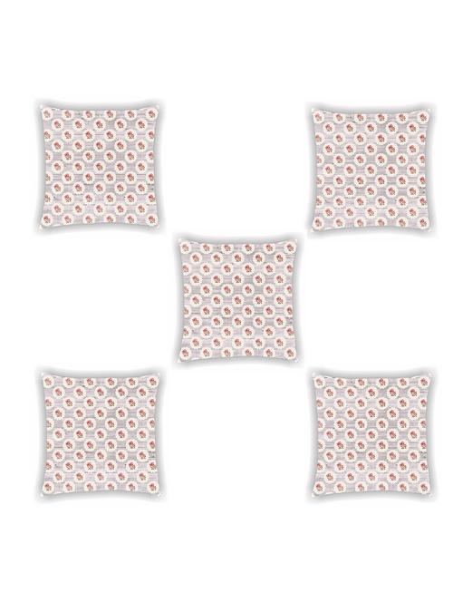 grey floral print satin cushion cover (set of 5) - 11155259 -  Standard Image - 0