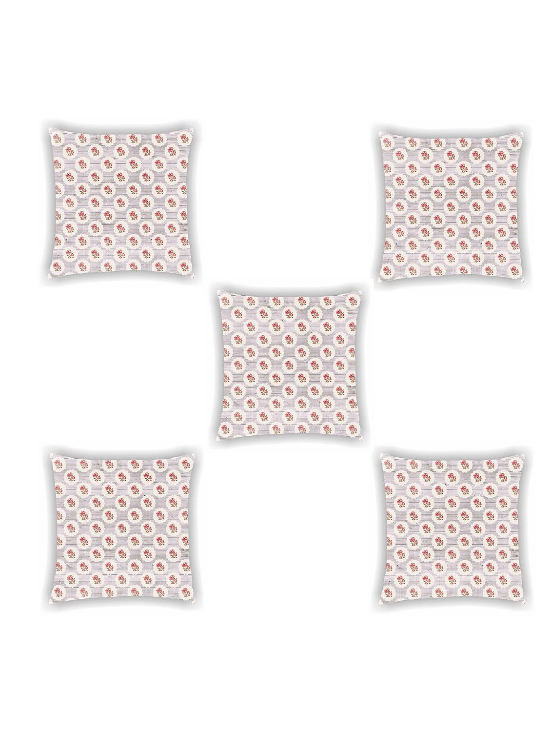 grey floral print satin cushion cover (set of 5) - 11155259 -  Zoom Image - 0
