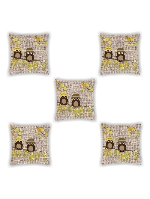 brown satin printed cushion cover (set of 5) - 11155269 -  Standard Image - 0