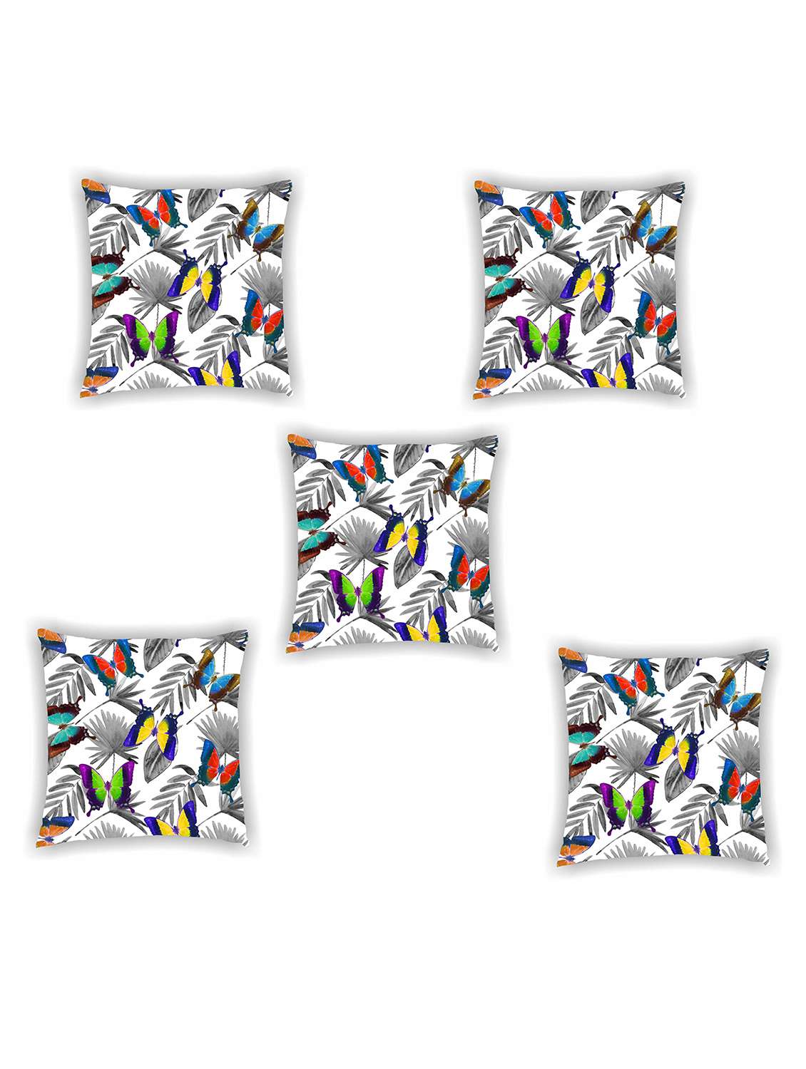 white satin printed cushion cover (set of 5)