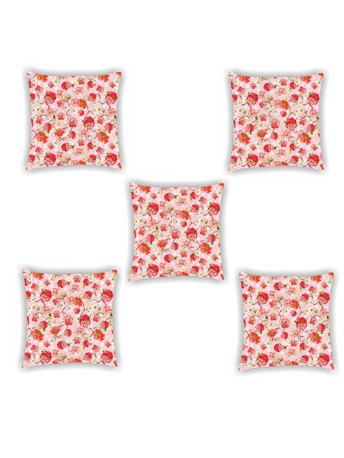 pink floral print satin cushion cover (set of 5) - 11155291 - Standard Image - 0