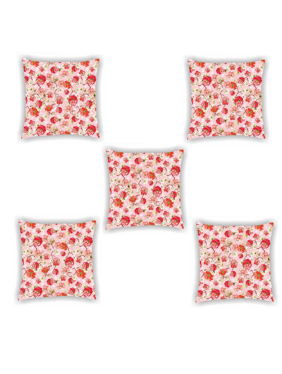 pink floral print satin cushion cover (set of 5) - 11155291 - Zoom Image - 0