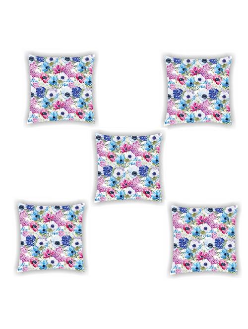 multi coloured satin floral print cushion cover (set of 5) - 11155295 -  Standard Image - 0