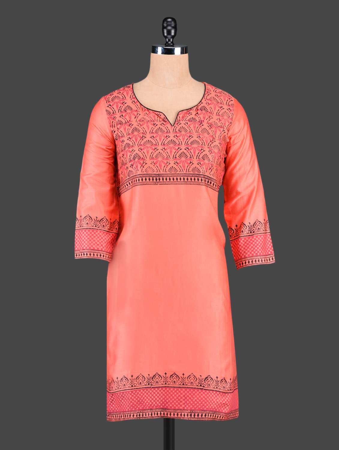 orange cotton straight kurta