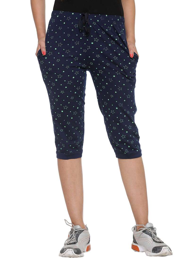 navy blue cotton capris