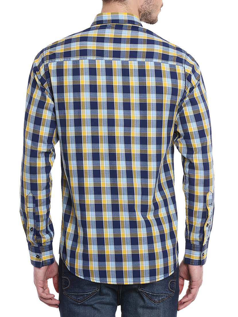 yellow & blue cotton casual shirt - 11205030 -  Standard Image - 2