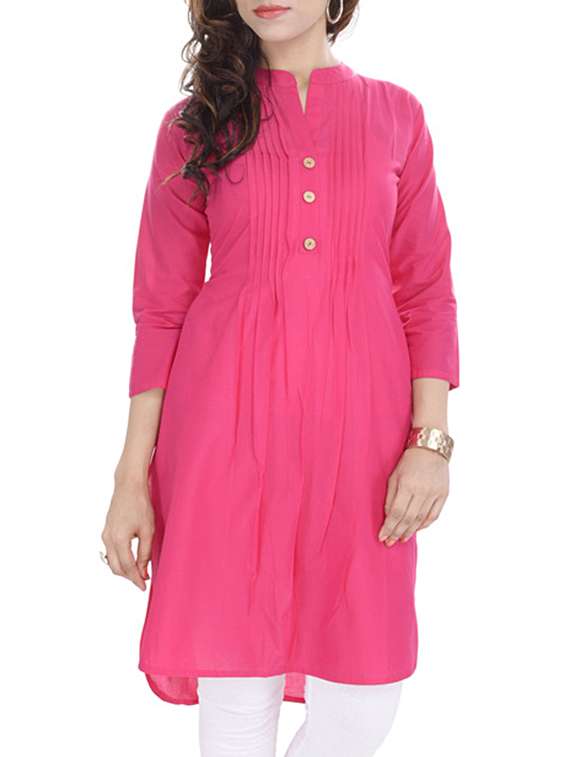 pink cotton solid kurta
