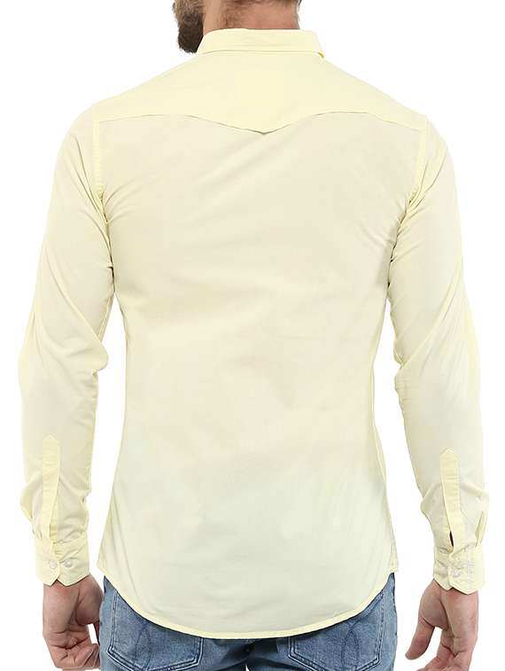 light yellow cotton casual shirt - 11216506 - Standard Image - 2