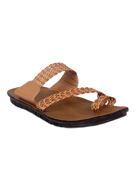 brown leatherette slip on slipper