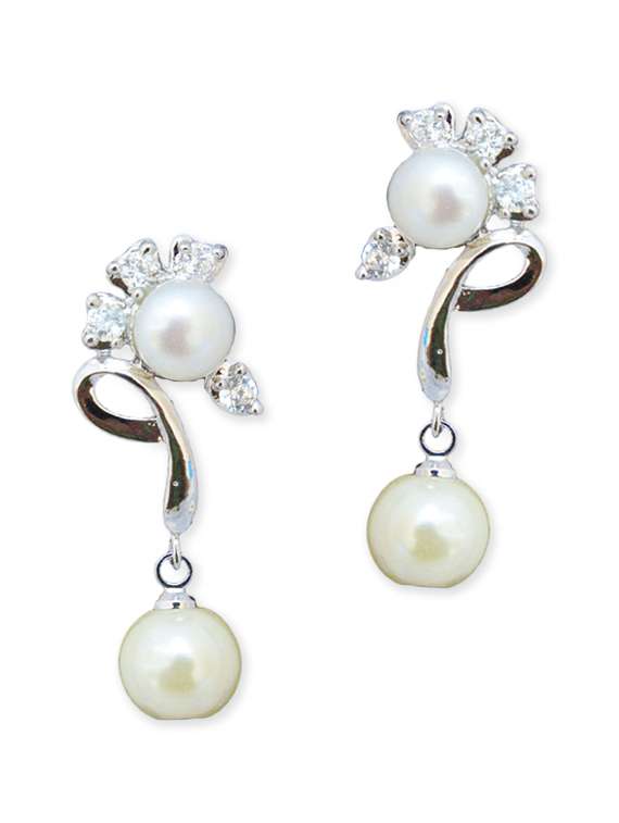 multi colored metal pearl earrings