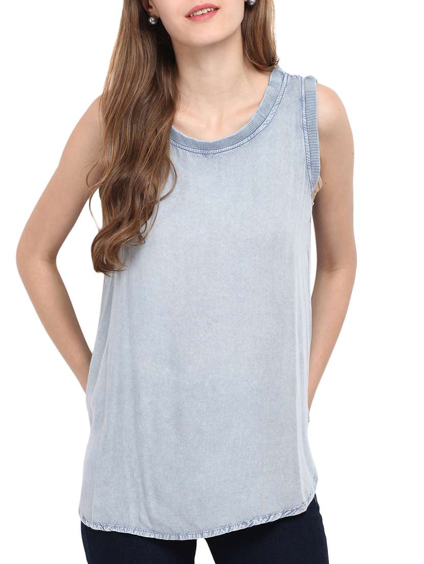 blue viscose regular top
