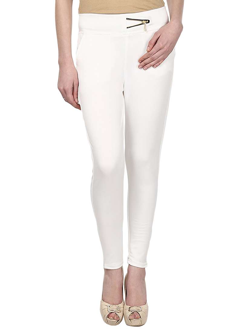 white cotton jeggings