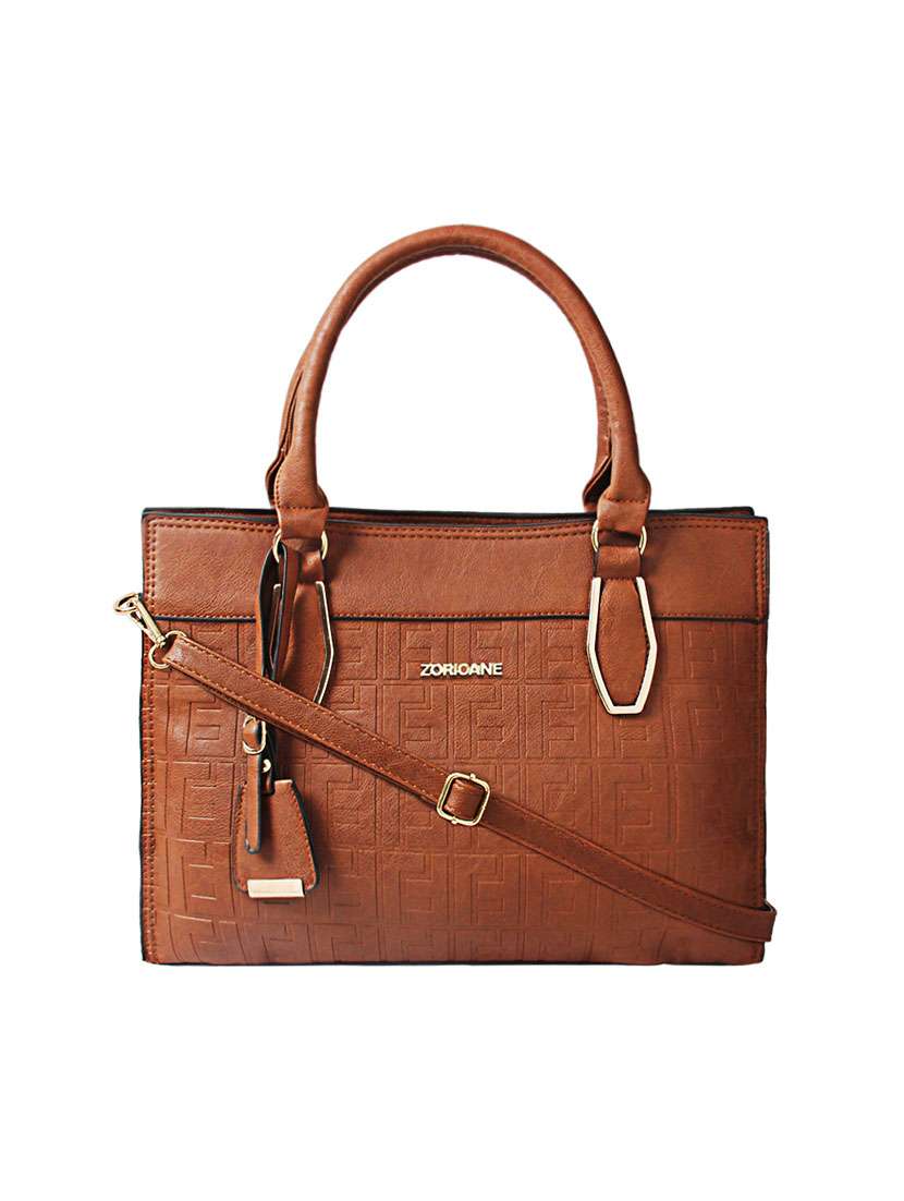 brown leatherette handbag