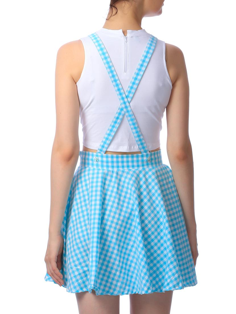 blue cotton flared skirt with suspenders - 11269443 - Standard Image - 2