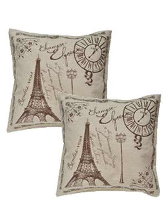 taupe printed satin cushion cover (set of 2)