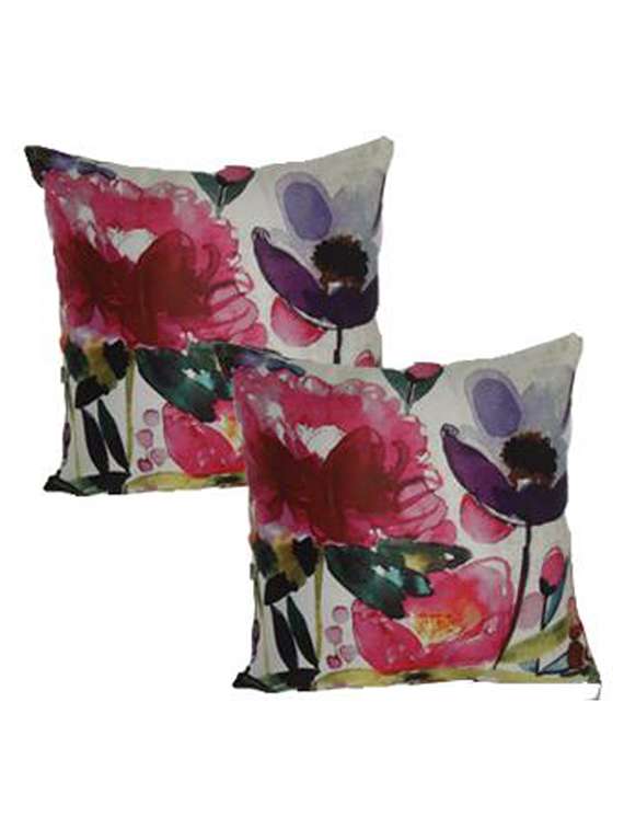 multicoloured printed satin cushion cover (set of 2)