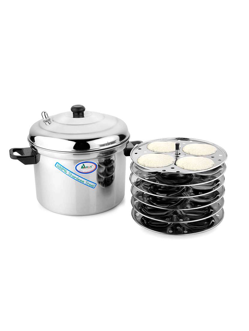 silver stainless steel idli maker