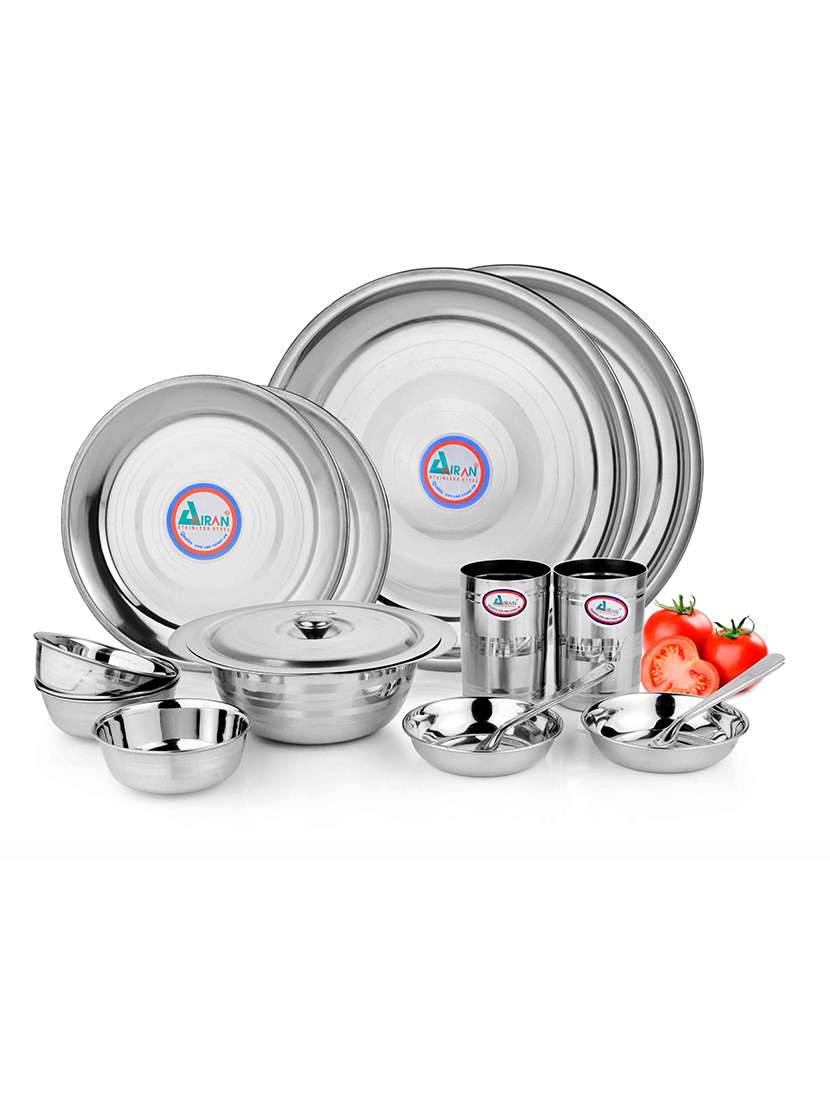 silver stainless steel dinner set (15 pieces)
