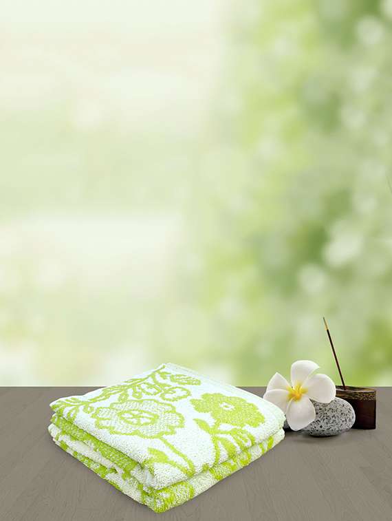 yellow spun green jacquard sundsvall bath towel