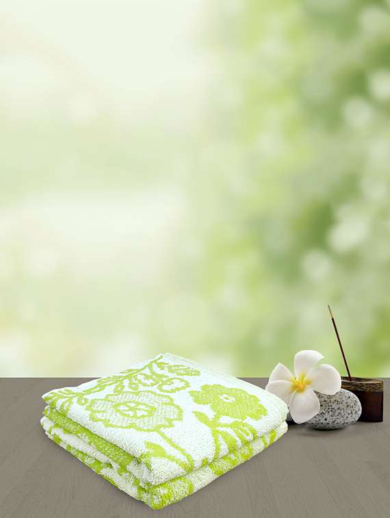 yellow spun green jacquard sundsvall hand towels