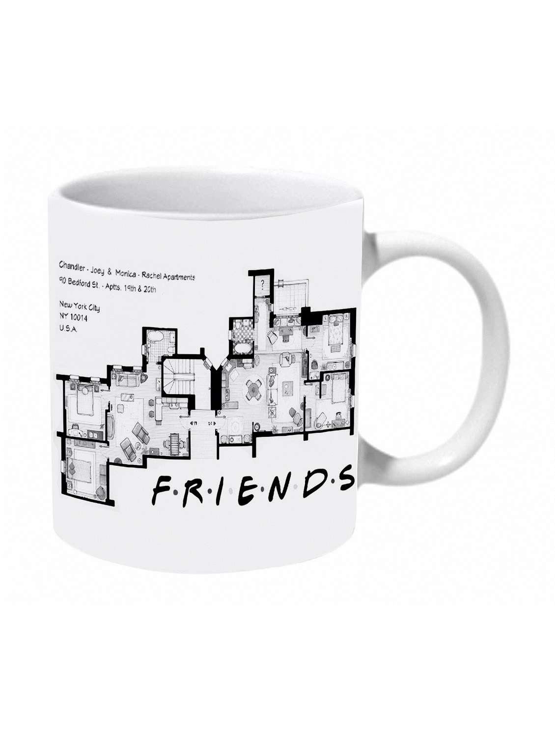 mooch wale friends apartments blue print ceramic mug