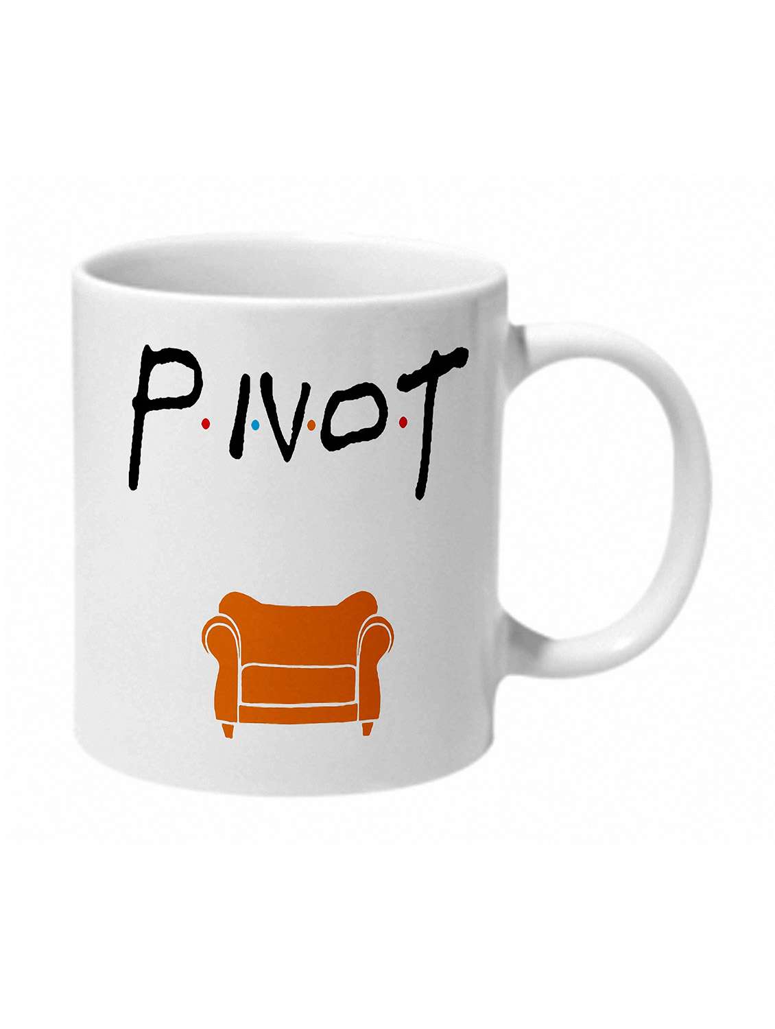 white f.r.i.e.n.d.s inspired printed ceramic mug