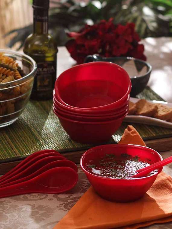 incrizma plastic 12 pc soup set red