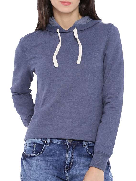 solid blue cotton sweatshirt