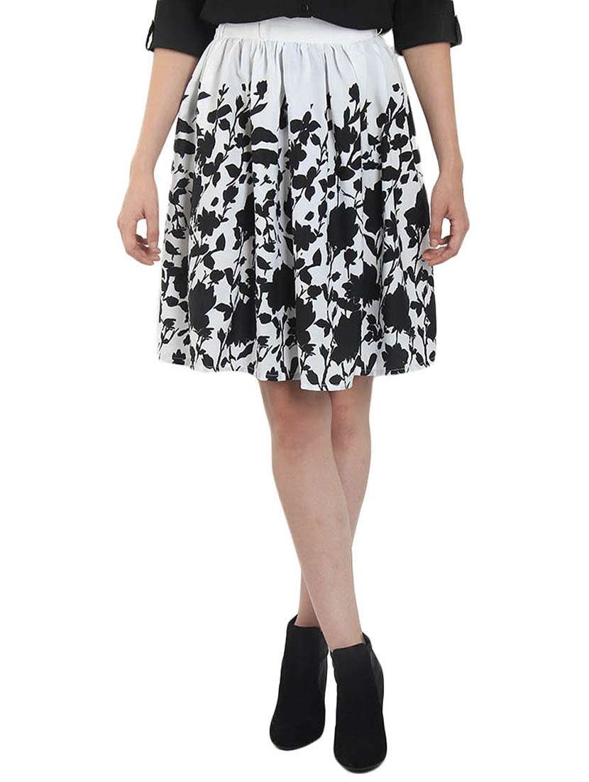 white flared skirt