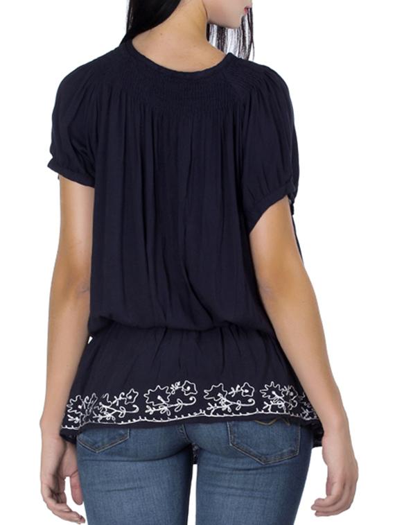 blue rayon embroidered top - 11297580 - Standard Image - 2