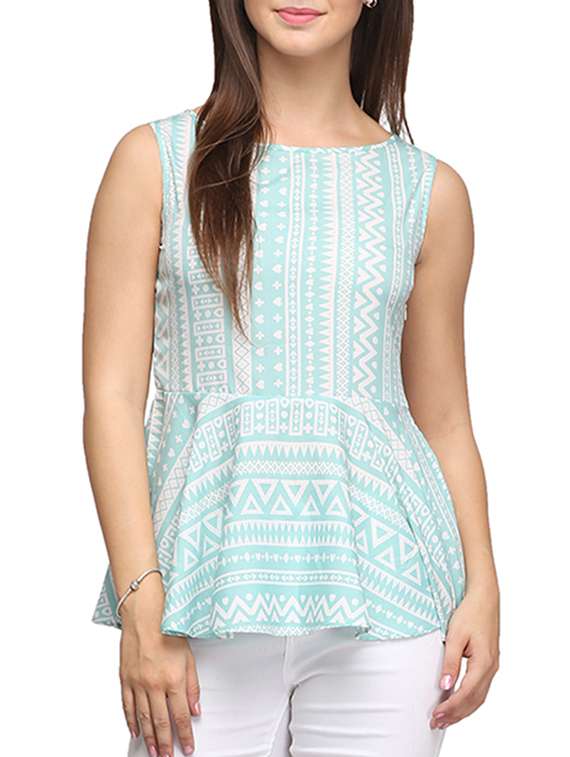 light blue crepe peplum top
