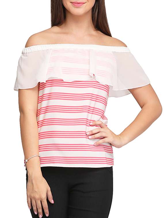 white pink color, crepe top