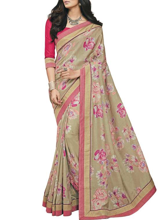 beige silk saree