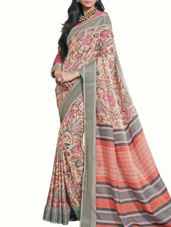 beige art silk saree