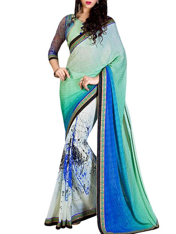 multi colored embroidered saree