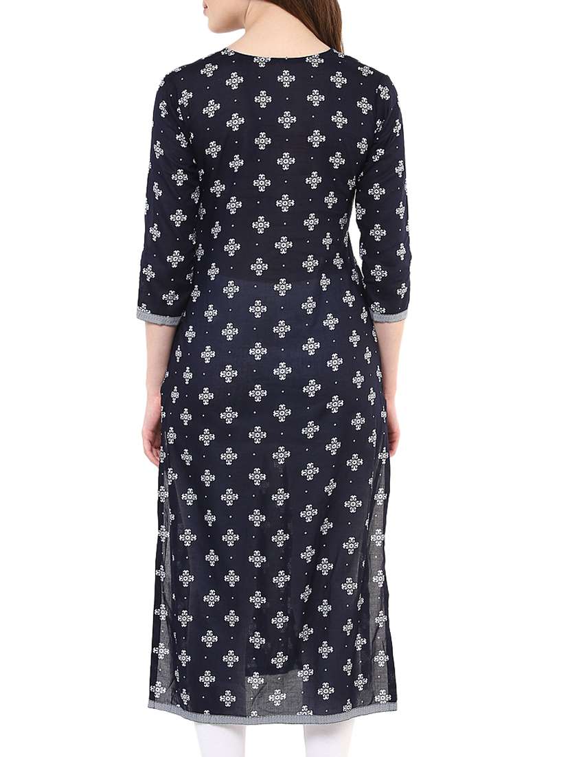 black printed cotton kurta - 11305459 -  Standard Image - 2