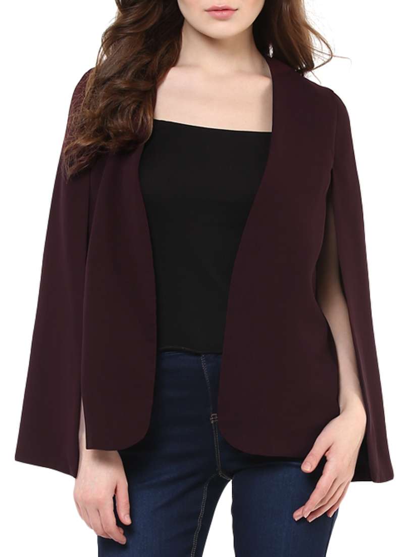 solid purple georgette blazer