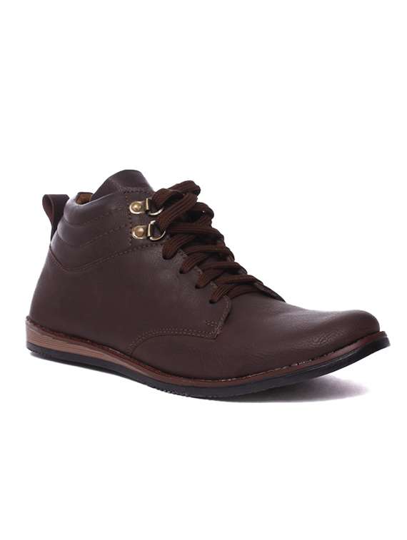 brown leatherette low ankle boot
