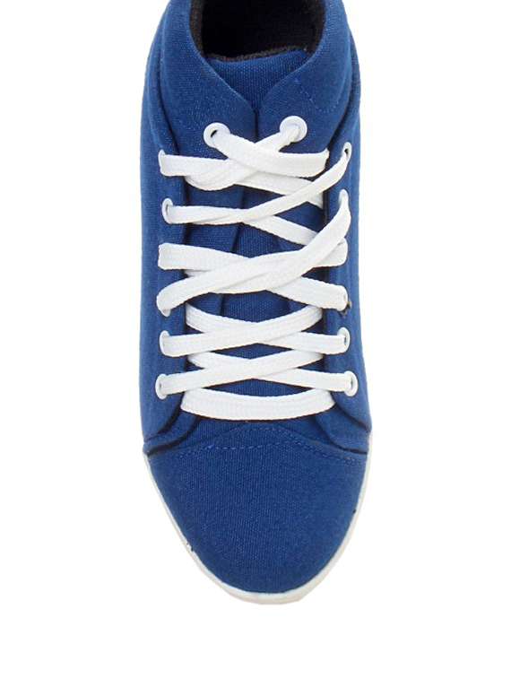 navy leatherette laceup sneakers - 11323668 - Standard Image - 2