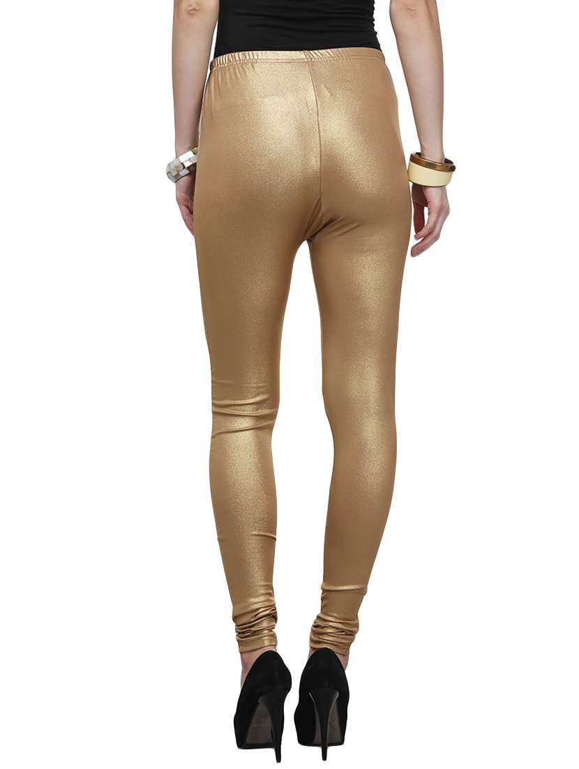 Buy online Golden Cotton Solid Leggings from Capris Leggings for